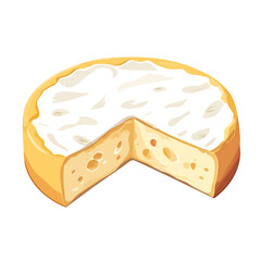Minimal flat vector of a Brie Cheese, 2D icon-style illustration on white background