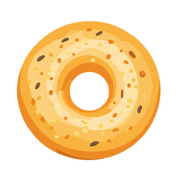 Minimal flat vector of a Bagel, 2D icon-style illustration on white background