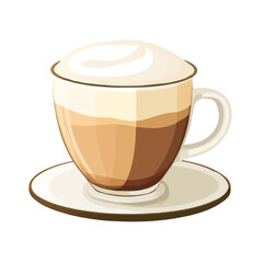 Flat 2D Cappuccino illustration, vector graphic in icon style, on white background