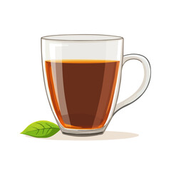 Black Tea, flat style 2D vector image, isolated on a white background