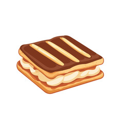 2D flat vector illustration of a Churro Ice Cream Sandwich in icon style, isolated on white background