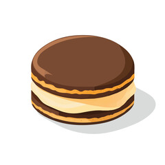 2D flat vector illustration of a Alfajores in icon style, isolated on white background
