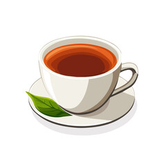 Black Tea, flat style 2D vector image, isolated on a white background
