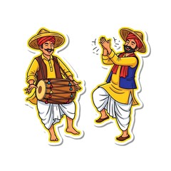 Celebrate the vibrant culture with these playful illustrations of Indian folk musicians, perfect for adding a touch of tradition and joy to your project