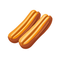 2D flat vector illustration of Churros, clean and minimal icon style, isolated on white background.