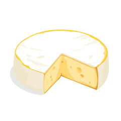 2D flat vector illustration of a Brie Cheese in icon style, isolated on white background