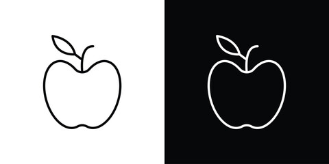 Apple icon outline pictogram isolated on white. Vector Icon shape.