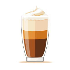 Flat 2D Caramel Macchiato illustration, vector graphic in icon style, on white background