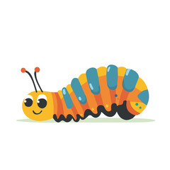 Minimal flat vector of a Caterpillar, 2D icon-style illustration on white background