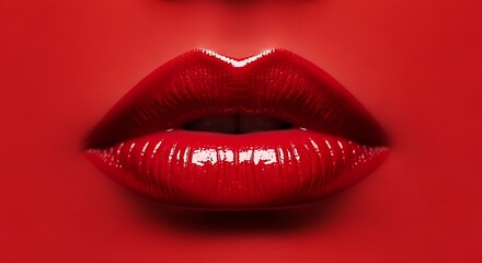 Luscious Red Lips with Glossy Finish Perfect for Beauty and Fashion Projects Highlighting Sensuality and Allure Captivating Macro Shot of Feminine Beauty
