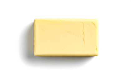 Rectangular block of pale yellow butter