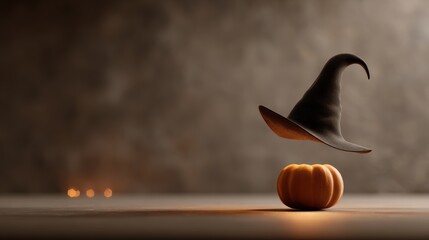 Halloween still life with a witch's hat and pumpkin