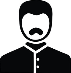 Simple silhouette icon of a man with a mustache and formal shirt for professional and business applications