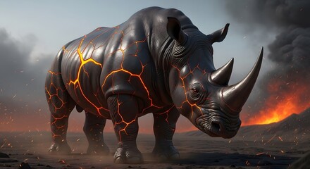 Obraz premium Volcanic Rhino Molten Majesty