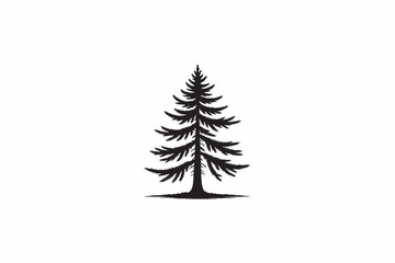 European Larch leaves tree vector black color image made by adobe illustrator.