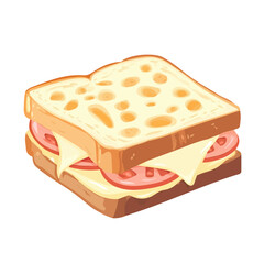Minimal flat vector of a Croque Monsieur, 2D icon-style illustration on white background