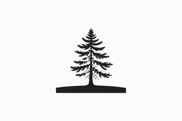 European Larch bark tree vector silhouettes black color image. eps
