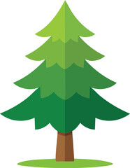 A simple, green pine or fir tree. An isolated, cartoon-style vector illustration for nature, forest, and Christmas concepts. Generative AI