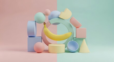 Colorful Geometric Shapes with Banana.