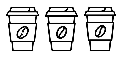Vector art of three coffee cups with coffee bean concept of coffee break and energy