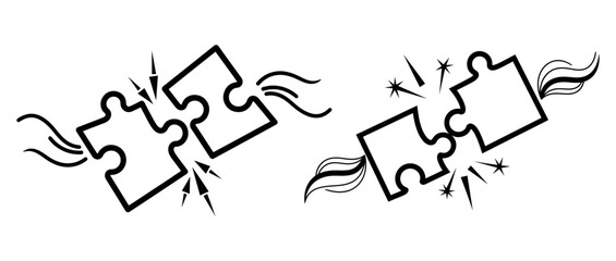 Vector art of two puzzle pieces connecting, a concept of teamwork, collaboration and solution