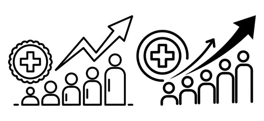 Vector art of health and growth statistics, medical progress and positive trend analysis