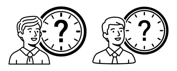 Vector art of man with clock symbol of time management, deadline, schedule and planning