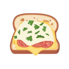 Flat 2D Croque Monsieur illustration, vector graphic in icon style, on white background