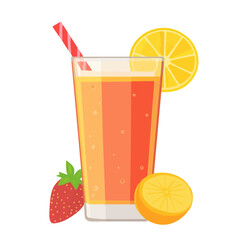Minimal flat vector of a Fresh Fruit Juice, 2D icon-style illustration on white background
