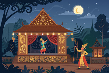 Featuring Traditional Wayang Show Night Bold Ind Stunning Premium Digital Asset