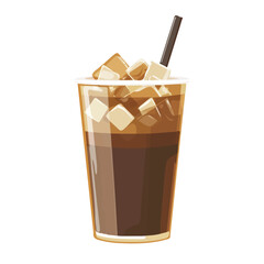 Iced Coffee, flat style 2D vector image, isolated on a white background