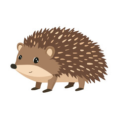 Flat 2D Hedgehog illustration, vector graphic in icon style, on white background