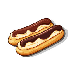 2D flat vector illustration of a Eclairs in icon style, isolated on white background