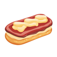2D flat vector illustration of a Eclairs in icon style, isolated on white background