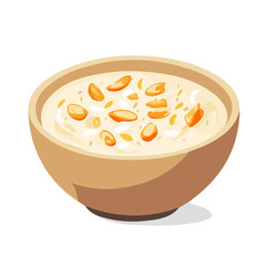 2D flat vector illustration of a Kheer in icon style, isolated on white background