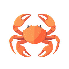 2D flat vector illustration of a Crab in icon style, isolated on white background