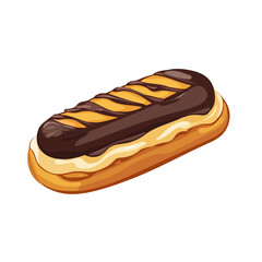 2D flat vector illustration of a Eclairs in icon style, isolated on white background