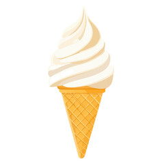 Flat 2D Ice Cream Cone illustration, vector graphic in icon style, on white background