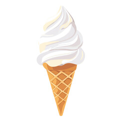 Minimal flat vector of a Ice Cream Cone, 2D icon-style illustration on white background