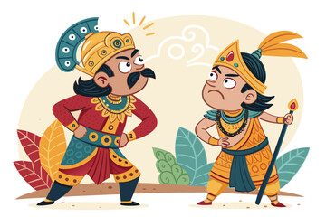 Beautiful Wayang Characters Arjuna And Bima Bold Professional Photo