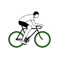 Obraz premium Cyclist riding a bicycle minimalist vector illustration of a person cycling isolated on white background for sports and recreation design