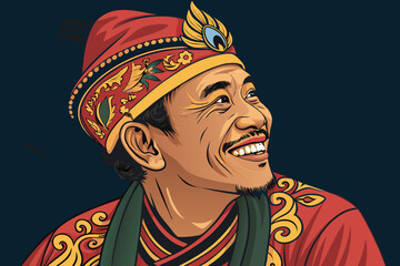 Obraz premium Featuring Wayang Character Semar Smiling Bold Indon Crisp Creative Visual