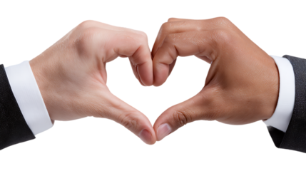 Two hands forming a heart shape isolated on transparent background