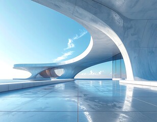 Modern architectural exterior, blue marble