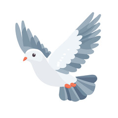 2D flat vector illustration of Dove, clean and minimal icon style, isolated on white background.
