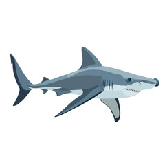 Fototapeta premium 2D flat vector illustration of a Hammerhead Shark in icon style, isolated on white background