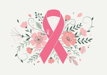 Pink Ribbon Breast Cancer Awareness Floral Design for Support and Empowerment
