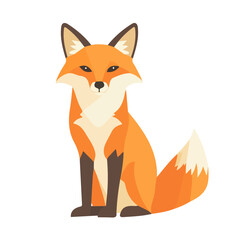 Fox, flat style 2D vector image, isolated on a white background