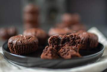 sweet home made dark chocolate muffins