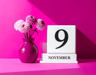 Pink calendar with flowers